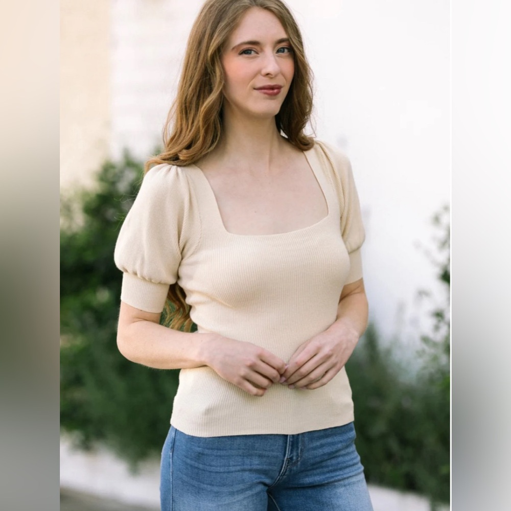 Morning Lavender Puff Sleeve Knit Top